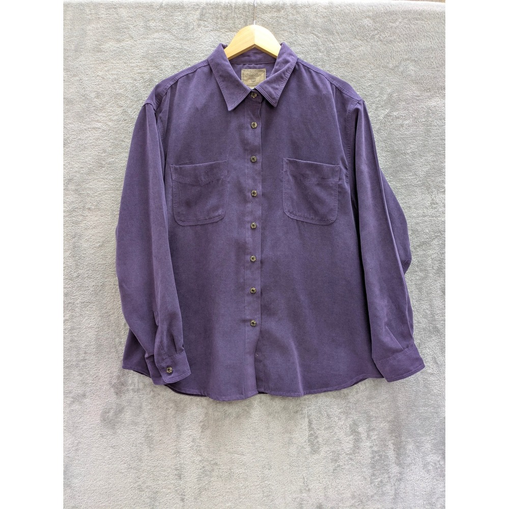 Faux Suede Button Down Shirt Mens XL Purple St Johns Bay Long Sleeve